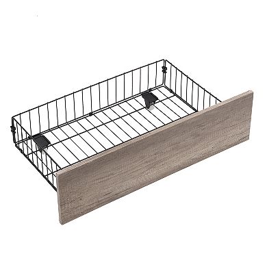 Pnronnc Metal Platform Bed Frame with Charging Station Upholstered Headboard Underbed 2 Drawers