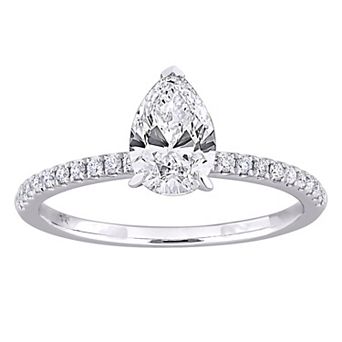 Stella Grace 14k White Gold 1 1/6 Carat T.W. Pear & Round Lab-Grown Diamond Solitaire Engagement Ring