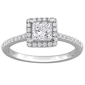 Stella Grace 14k White Gold 1 Carat T.W. Princess Cut & Round Lab-Grown Diamond Engagement Ring