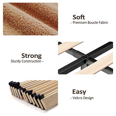 Pnronnc Upholstered Platform Bed Frame Height Adjustable Headboard Wooden Slats Metal Frame Support