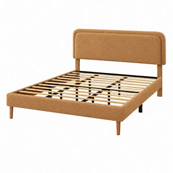 Pnronnc Upholstered Platform Bed Frame Height Adjustable Headboard Wooden Slats Metal Frame Support