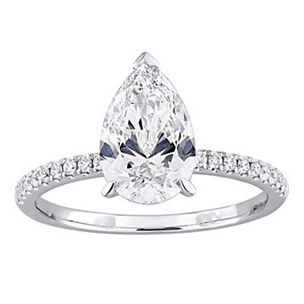 Stella Grace 14k White Gold 2 1/6 Carat T.W. Pear & Round Lab-Grown Diamond Solitaire Engagement Ring