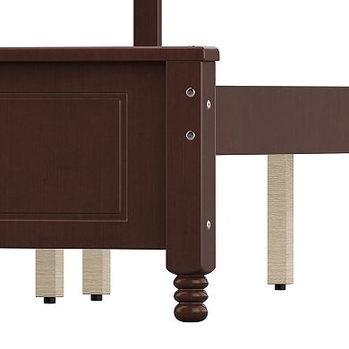 Pnronnc King Size Platform Bed Frame with Retro Wave Headboard, Wooden Slats