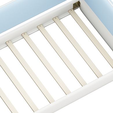Pnronnc Twin Floor Bed Frame Upholstered Floor Daybed with Headboard and Side Panels