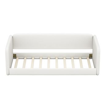 Pnronnc Twin Floor Bed Frame Upholstered Floor Daybed with Headboard and Side Panels