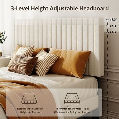 Pnronnc Velvet Platform Bed Frame with Height-Adjustable Tufted Headboard, Metal Frame Support