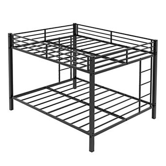 Pnronnc Metal Bunk Bed Frame for Kids and Teens, Ladders on Both Sides, Guardrails