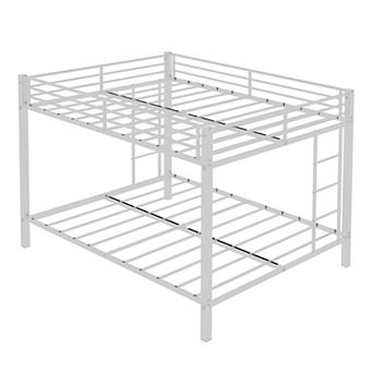 Pnronnc Metal Bunk Bed Frame for Kids and Teens, Ladders on Both Sides, Guardrails
