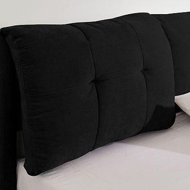 Pnronnc Hydraulic Lift-Up Storage Bed Upholstered Platform Bed Frame with Tufting Headboard