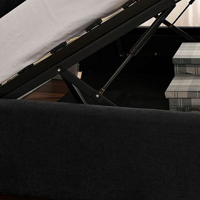 Pnronnc Hydraulic Lift-Up Storage Bed Upholstered Platform Bed Frame with Tufting Headboard
