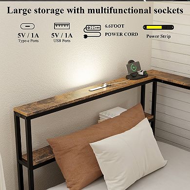 Pnronnc Twin Corner Bed Metal Daybed Bed Frame USB Ports & Night Light 4 Boxes Under Bed 2 Drawers