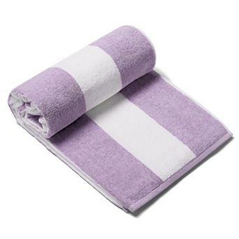 Plush Oversized Beach Towel 40x70 Inch Large Thick Pink Striped Cabana Pool Swimming