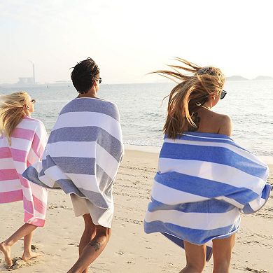 Oversized beach towel, large cotton quick-drying, absorbent, faded stripes
