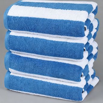 Pack Of 4 Beach Towel 30x60 Inch Ring Spun Cotton Pool Swim Striped Bath