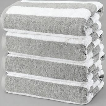 Pack Of 4 Beach Towel 30x60 Inch Ring Spun Cotton Pool Swim Striped Bath