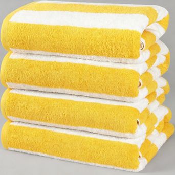 Pack Of 4 Beach Towel 30x60 Inch Ring Spun Cotton Pool Swim Striped Bath