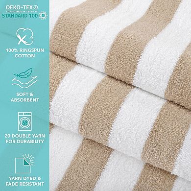 Stripe Beach Towel 4 Pack Large Soft Quick Dry Terry