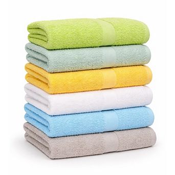 Small Lightweight Cotton Beach Towels Pastel Mix 24x40 in 6 Pack Hair Drying