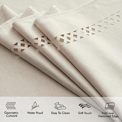 Rectangle Linen Polyester Tablecloth Decorative Cutouts, Waterproof Stain Resistant, Farmhouse
