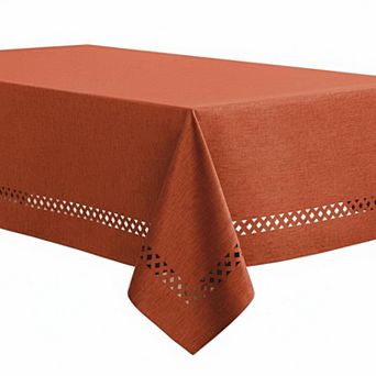 Rectangle Linen Polyester Tablecloth Decorative Cutouts, Waterproof Stain Resistant, Farmhouse