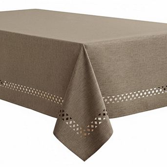 Rectangle Linen Polyester Tablecloth Decorative Cutouts, Waterproof Stain Resistant, Farmhouse