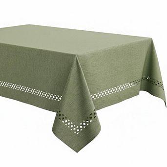 Rectangle Linen Polyester Tablecloth Decorative Cutouts, Waterproof Stain Resistant, Farmhouse