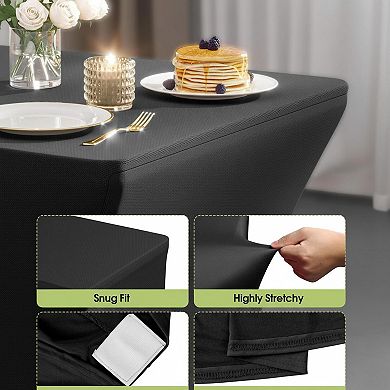 Spandex Tablecloth Fitted Stretch Anti-Wrinkle Safe Outdoor Party Wedding Reception