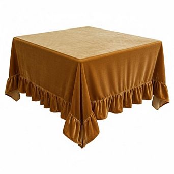 Luxurious Solid Rectangle Tablecloth Retro Farmhouse Ruffle Washable for Party Wedding Dining Decor