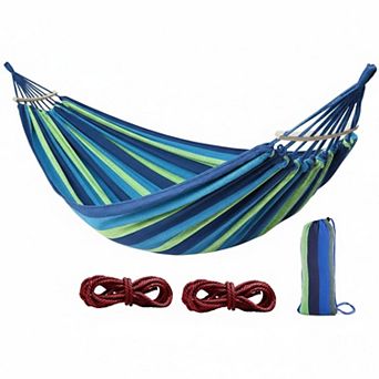Portable Camping Hammock Anti-Roll 550lb Load 320G Canvas Metal Knot Straps Outdoor