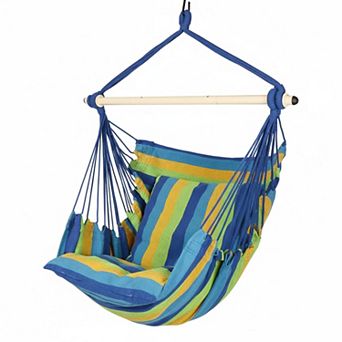 Hammock Chair Hanging Rope Swing 500Lbs Steel Spreader Bar Anti-slip Indoor Outdoor