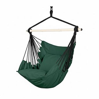Hammock Chair Hanging Rope Swing 500Lbs Steel Spreader Bar Anti-slip Indoor Outdoor