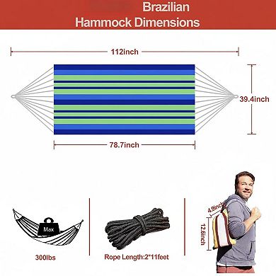 Boho Macrame Hammock Hanging Ropes, Tassels Portable Cotton, 300lbs Capacity Outdoor Indoor