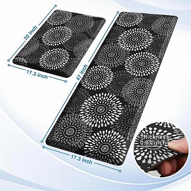 Kitchen Mats Floor Cushioned Anti Fatigue Waterproof Non Slip Rugs Set 2 Piece
