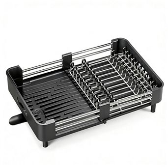 Stainless Steel Extendable Dish Drying Rack Foldable Space-Saving with Drainboard Utensil Holder