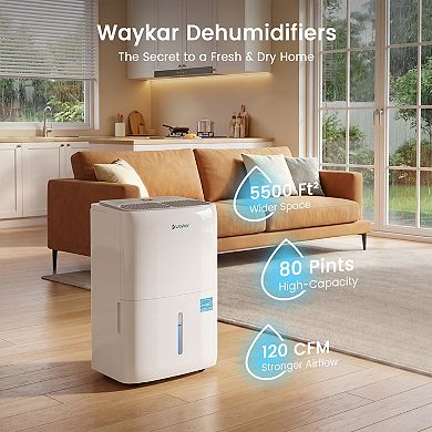 Waykar Energy Star 80 Pint Dehumidifier-Up to 5,500 Sq. Ft