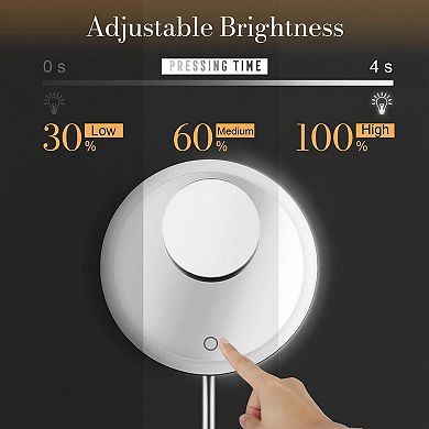 9" Vanity Mirror 5x10x Magnification LED Lights Magnetic Rechargeable Touch Dimming 90° Adjustable