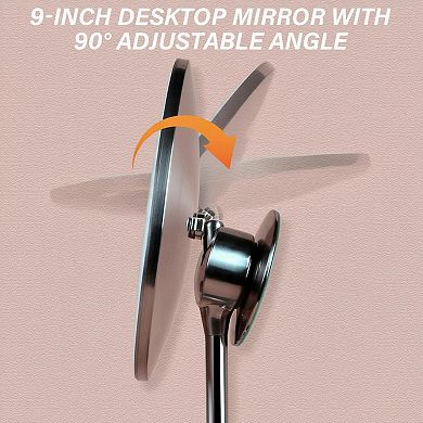 9" Vanity Mirror 5x10x Magnification LED Lights Magnetic Rechargeable Touch Dimming 90° Adjustable