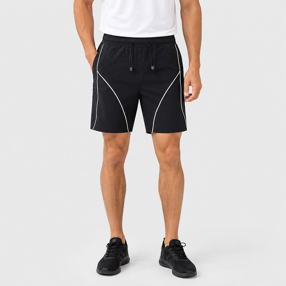 Men's Reflective Piping Athletic Shorts, Quick Dry Casual Workout