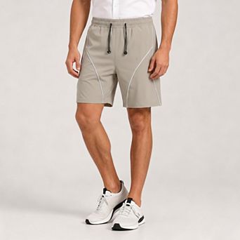 Men's Reflective Piping Athletic Shorts, Quick Dry Casual Workout Lounge Shorts with Pockets