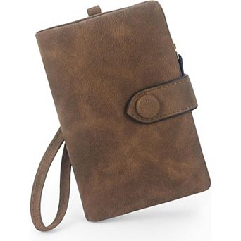 RFID Blocking PU Leather Women Wallet,with Detachable Wristlet, for Daily Shopping Travel Commute
