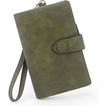 RFID Blocking PU Leather Women Wallet,with Detachable Wristlet, for Daily Shopping Travel Commute