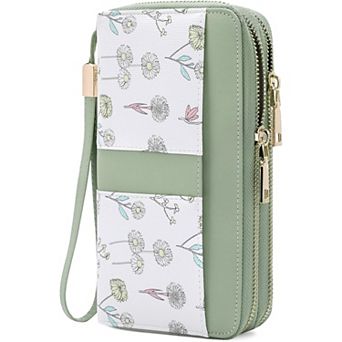 RFID Blocking Wallets for Women, Large Capacity PU Leather Double Zip Wristlet Clutch for Daily Use
