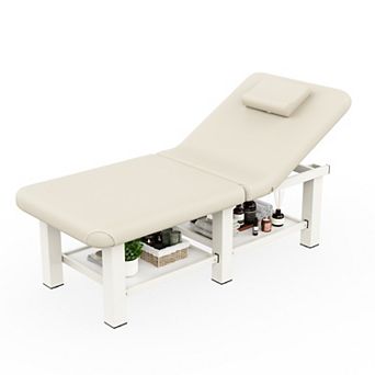 CEWOR Portable Foldable Massage Table, 6 Square Legs, PU Leather, with Storage Layer
