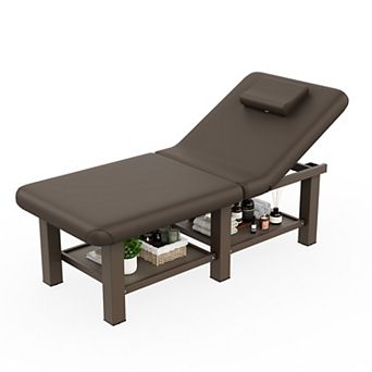CEWOR Portable Foldable Massage Table, 6 Square Legs, PU Leather, with Storage Layer