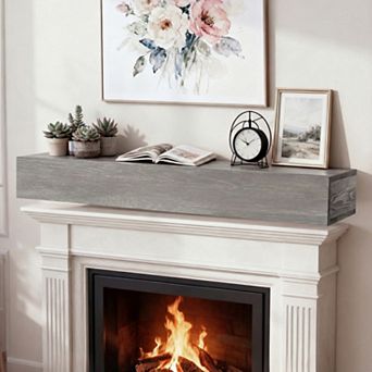 CEWOR 60" Cedar Wood Fireplace Mantel Shelf,Wall-Mounted & Floating Shelf for Home Decor