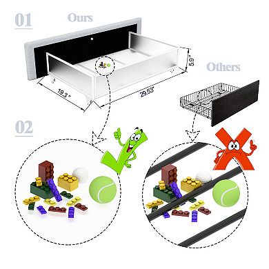 CEWOR Queen 2-Drawer Storage Ded, Cushioned Platform Bed w/suede Headboard, No Need for Spring Box