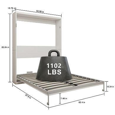 CEWOR Murphy Bed Frame, Queen Size Wall Bed with Desk Panel & Hydraulic System, Easy Assembly