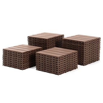 CEWOR 44 pc Patio Interlock Deck Tiles, 12"x12" Square Waterproof Floor for Poolside Balcony