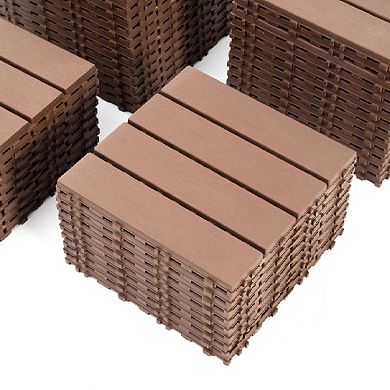 CEWOR 44 PCS Patio Interlock Deck Tiles, 12"x12" Square Waterproof Floor for Poolside Balcony
