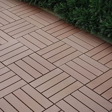 CEWOR 44 PCS Patio Interlock Deck Tiles, 12"x12" Square Waterproof Floor for Poolside Balcony